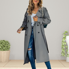 Alessia – Dámský elegantní klasický trenčkot s dlouhými rukávy