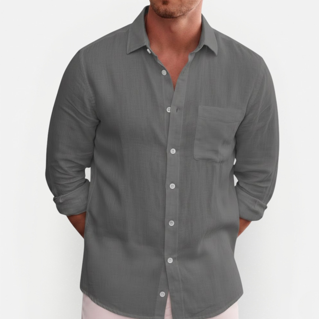 Męska klasyczna koszula z długim rękawem i guzikami