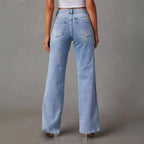 Nora – Damskie Jeansy Casual z Szerokimi Nogawkami i Wysokim Stanem