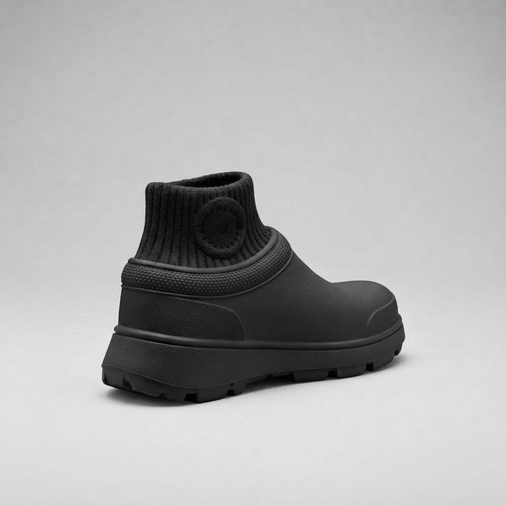 Buty wsuwane z dzianinową cholewką i ciepłą podszewką — Czarny