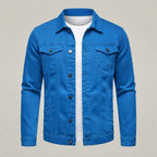 Kurtka jeansowa męska slim fit, 5 kolorów — Niebieski