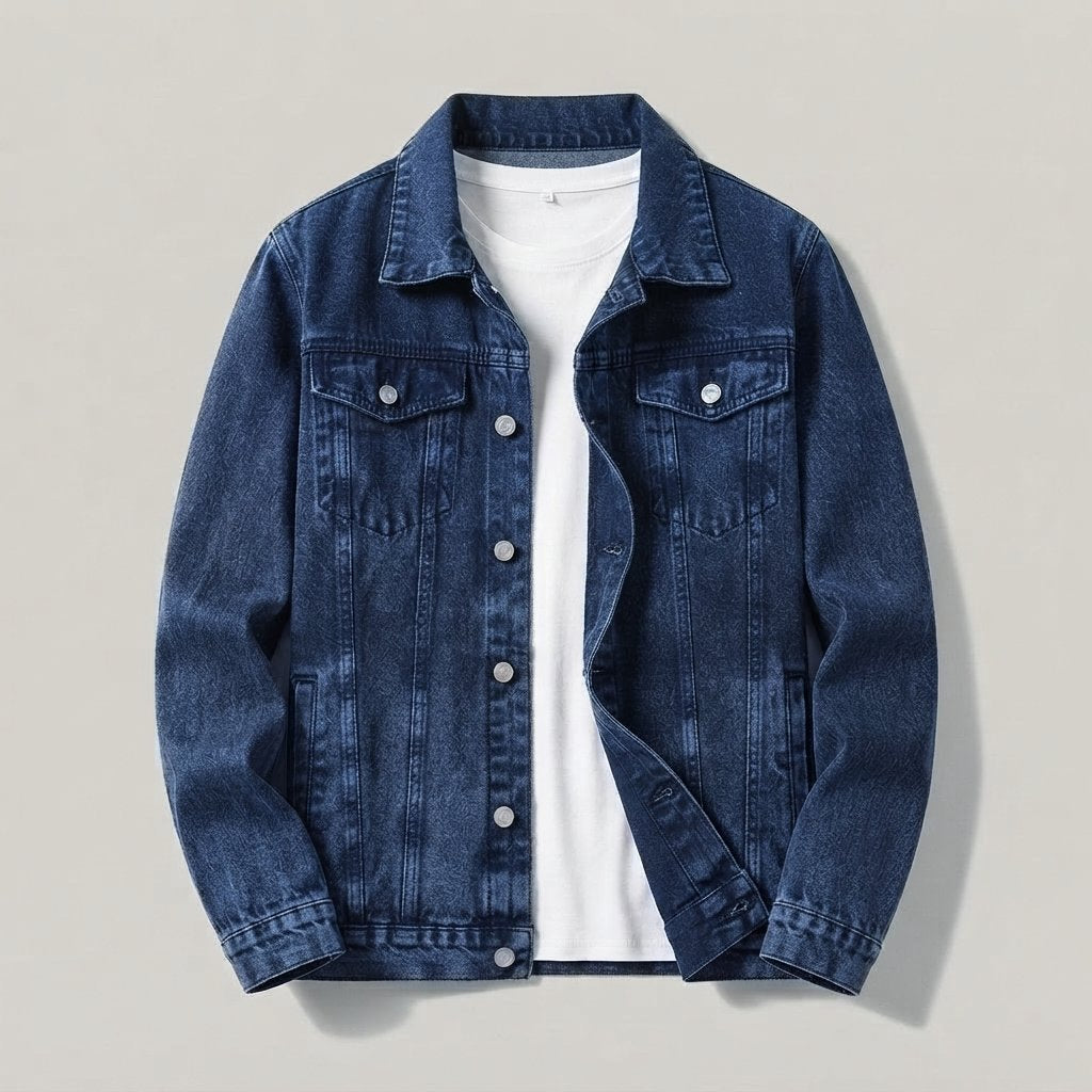 Kurtka jeansowa męska slim fit – denim bawełniany — Granatowy