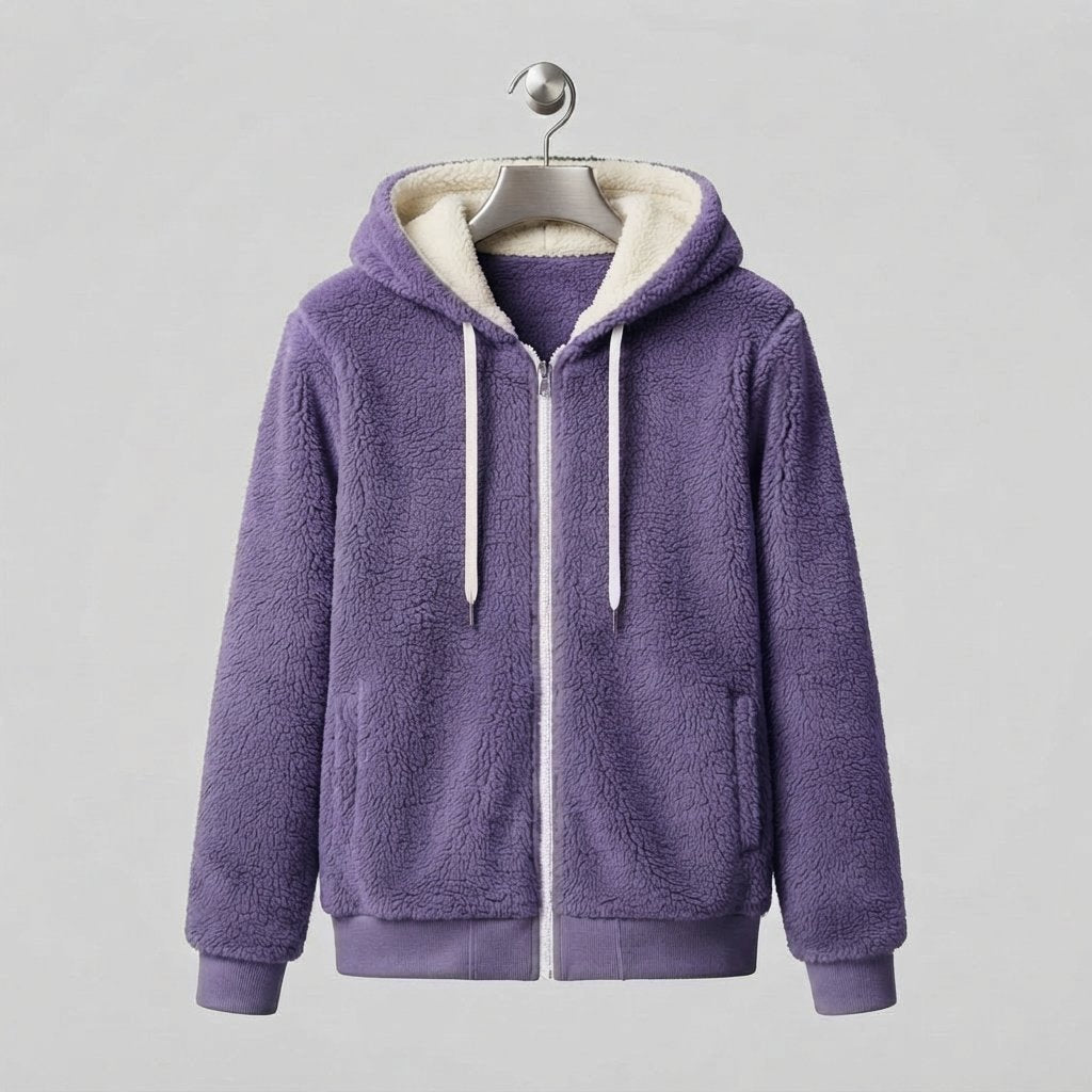 Polarowa bluza damska z kapturem, oversize, rozmiary L–5XL — Fioletowy