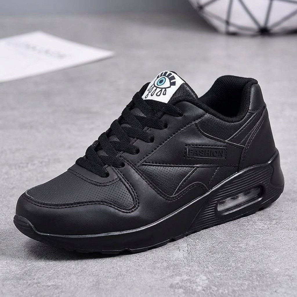Sneakersy damskie na podwyższonej podeszwie z grafiką oka — Czarny