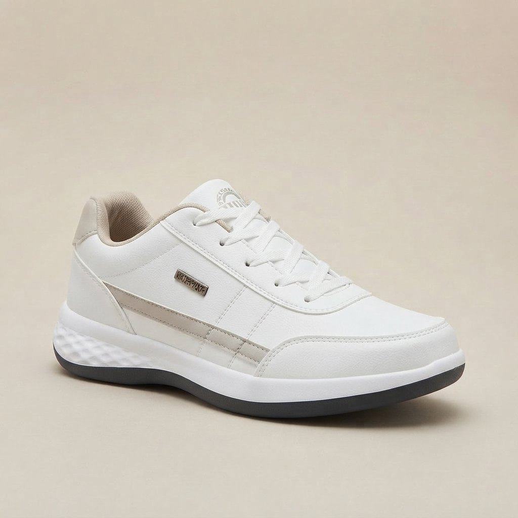 Sneakersy męskie z ortopedycznym wsparciem, wodoodporne — Biały