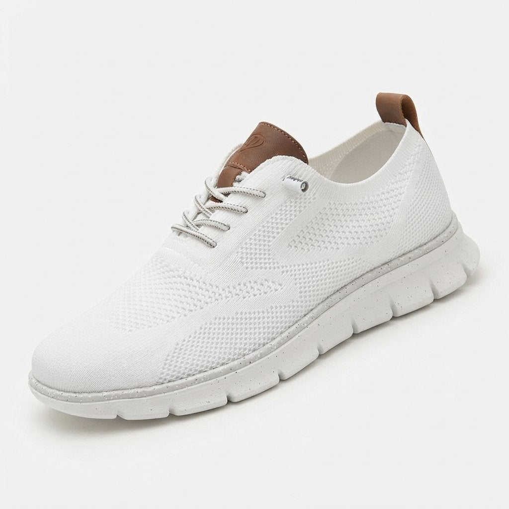 Sneakersy męskie z siatki i skóry, lekka podeszwa — Biały