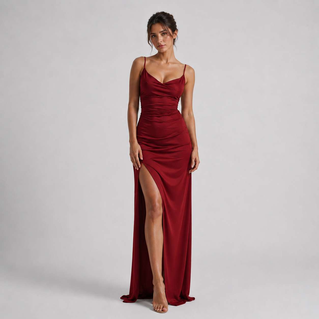 Long Spaghetti Strap Dress with Slit – Elegant for Evening and Formal Occasions