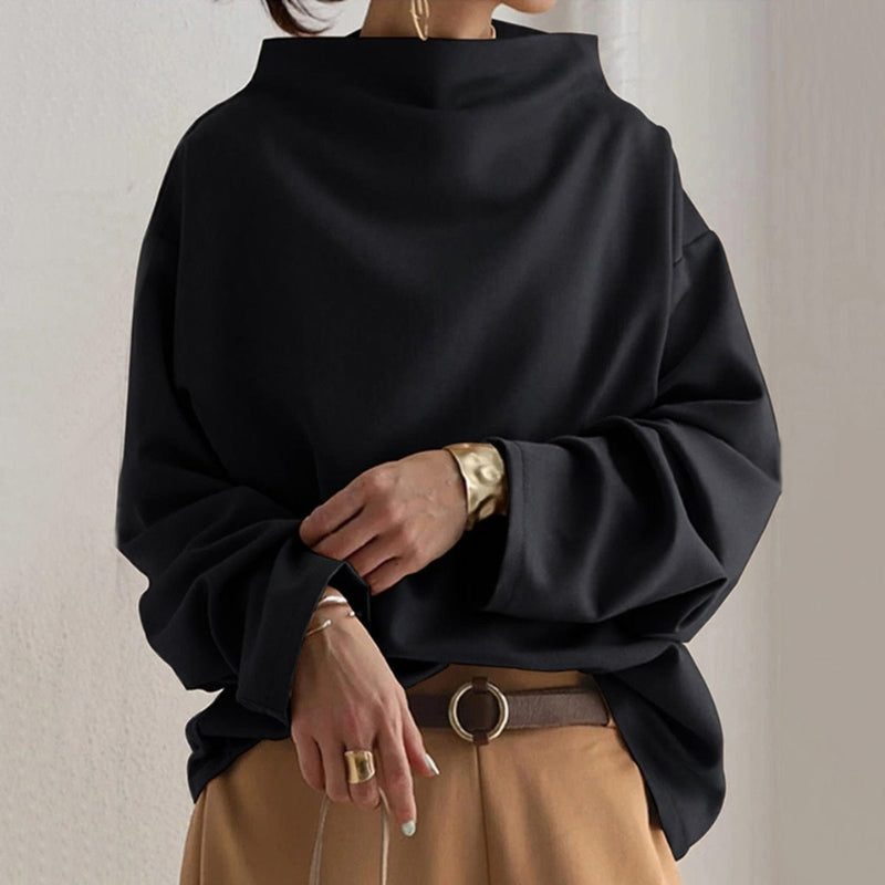 Nina – Damski Sweter Oversized Casual z Długim Rękawem i Golfem