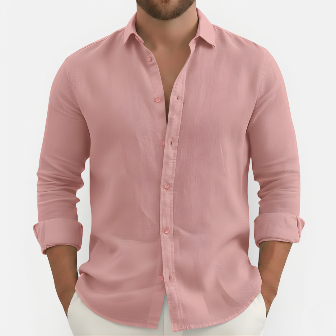 Męska stylowa koszula lniana zapinana na guziki