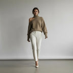 Otylia – Damski Sweter z Długim Rękawem z Golfem Elegancki i Żebrowany