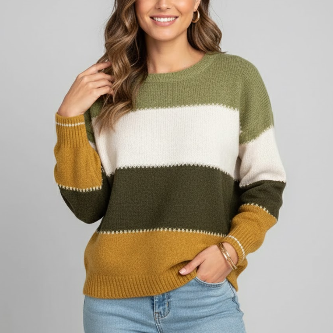 Damski sweter w paski z mieszanki wełny