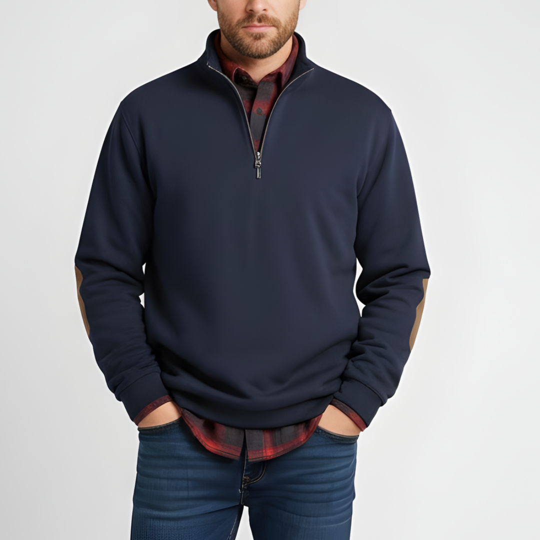 Męski Luksusowy Sweter z Półzamkiem – Luźny Krój