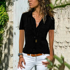 Klaudia – Elegant Women's Short Sleeve Blouse for Everyday Wear