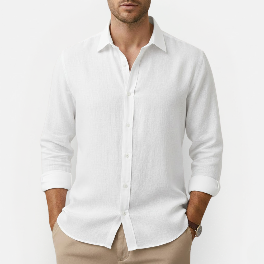 Men's Summer Linen Shirt with Classic Collar