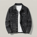 Kurtka jeansowa męska slim fit – denim bawełniany — Szary