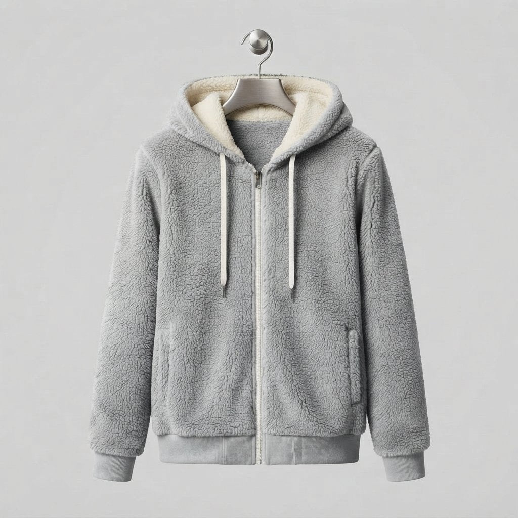 Polarowa bluza damska z kapturem, oversize, rozmiary L–5XL — Szary