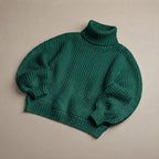 Sweter damski z golfem, luźny krój, dzianina – S do 2XL — Zielony