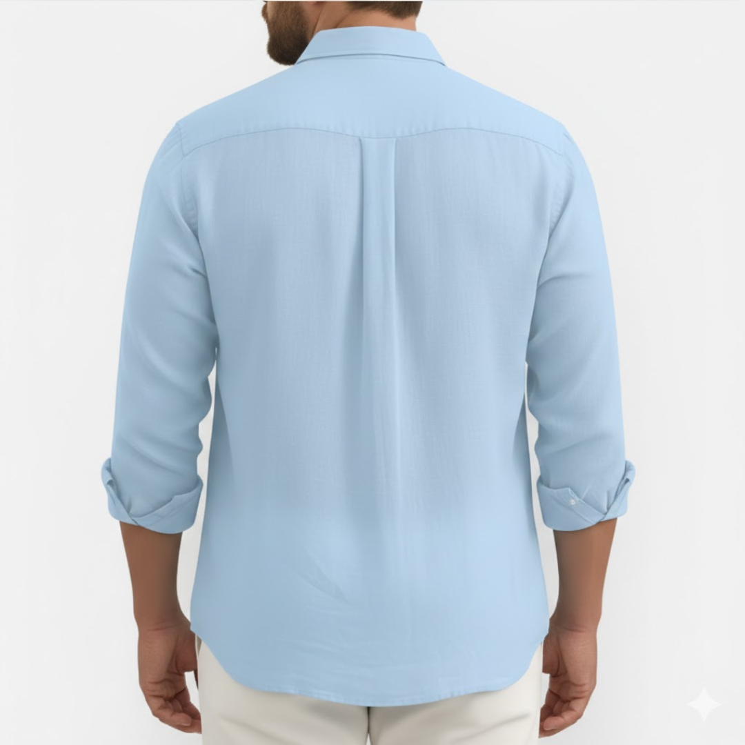 Męska stylowa koszula lniana zapinana na guziki