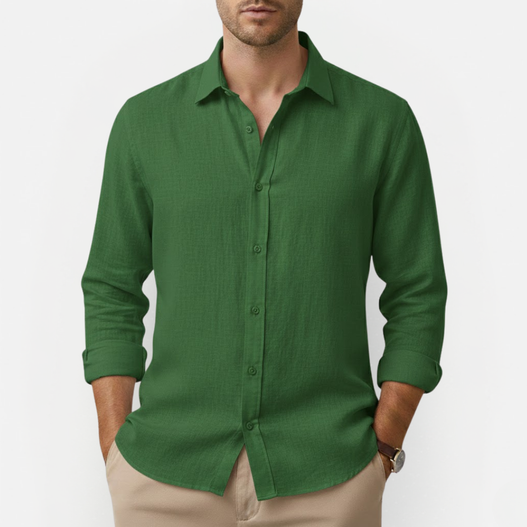 Men's Summer Linen Shirt with Classic Collar