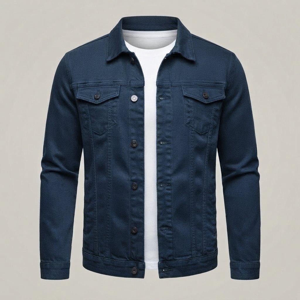 Kurtka jeansowa męska slim fit, 5 kolorów — Granatowy