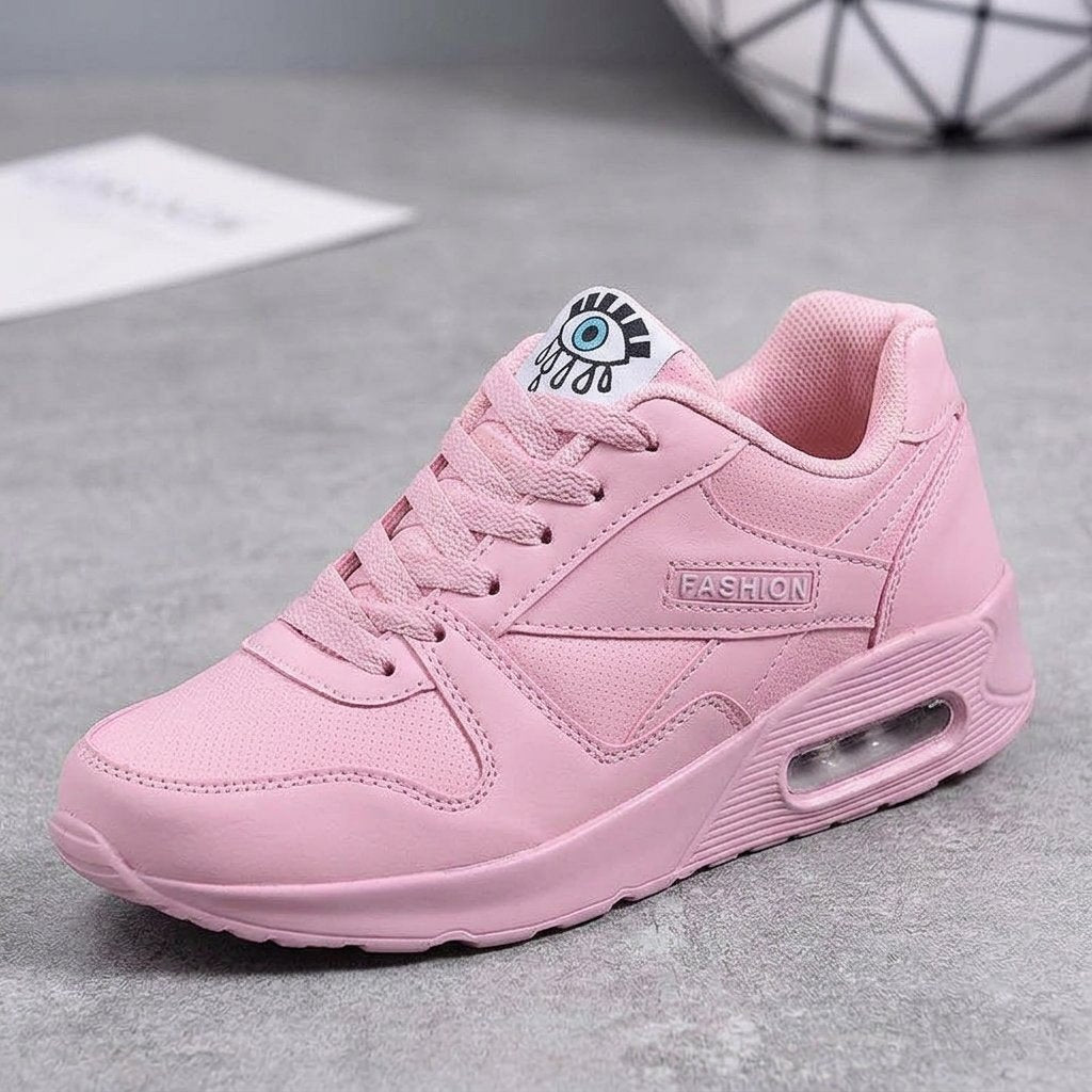 Sneakersy damskie na podwyższonej podeszwie z grafiką oka — Różowy