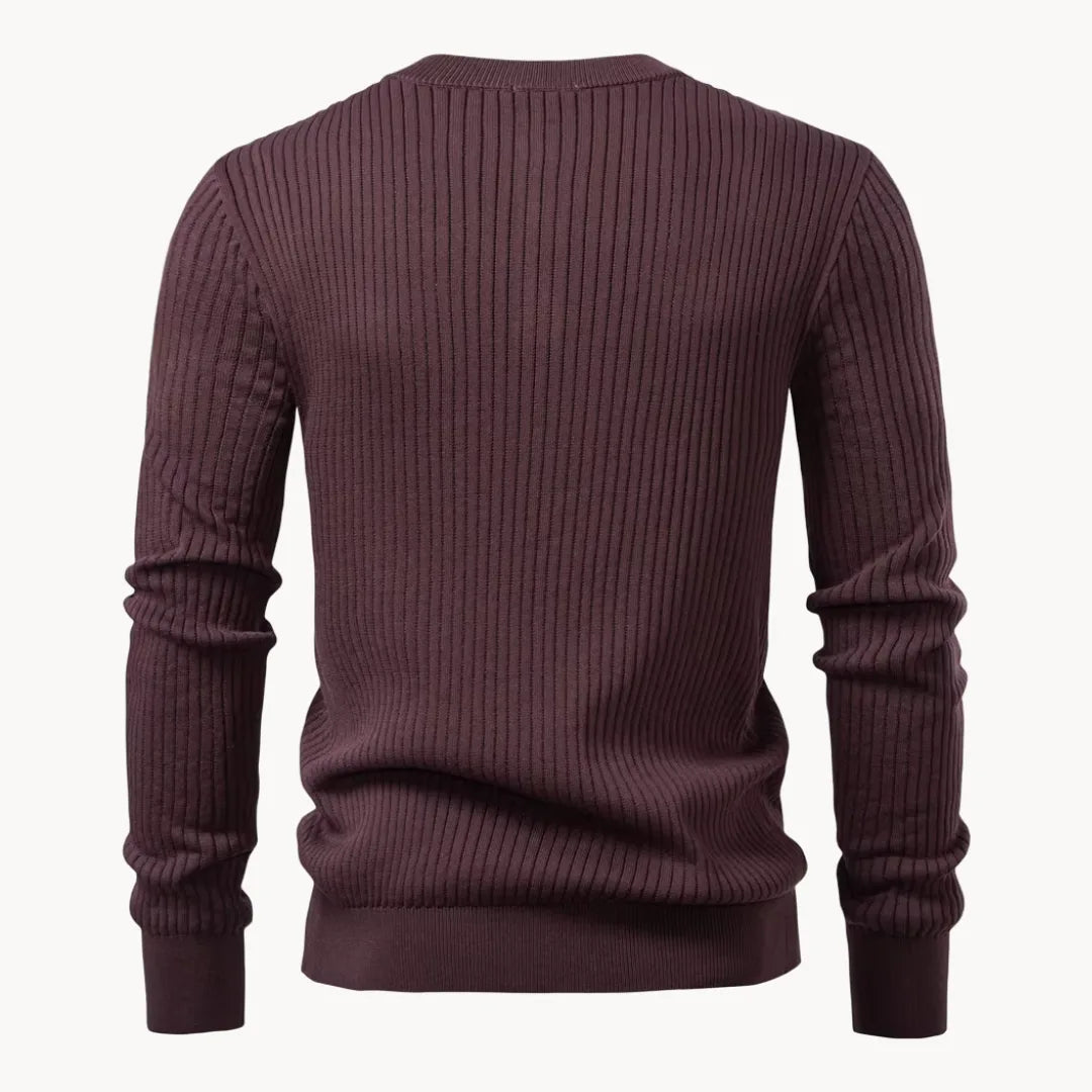 Kuba – Męski Casualowy Sweter z Okrągłym Dekoltem i Zapięciem na Guziki do Codziennego Użytku