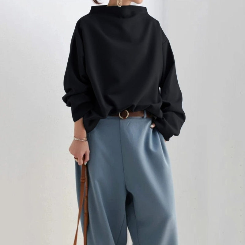 Nina – Damski Sweter Oversized Casual z Długim Rękawem i Golfem