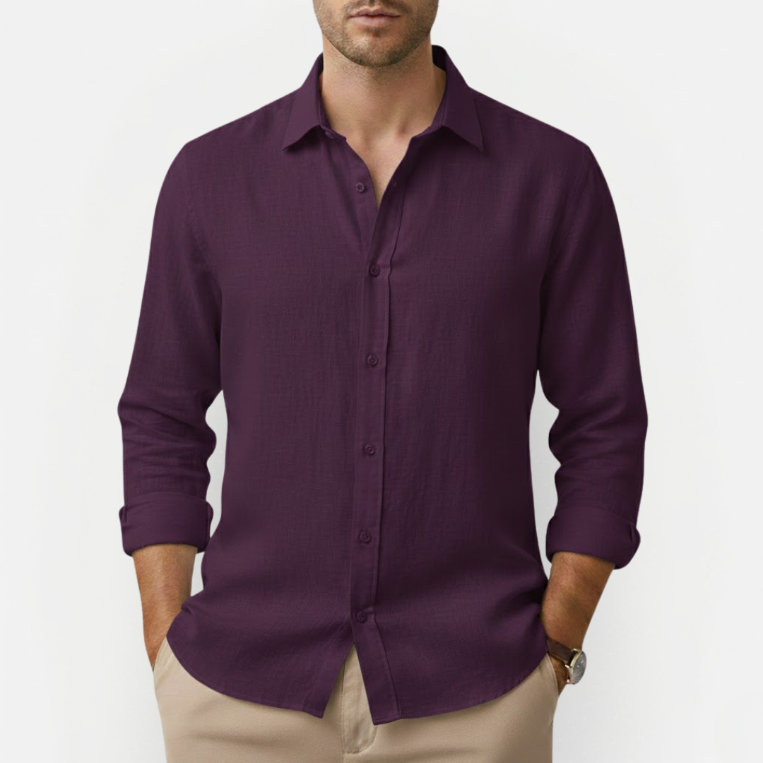 Men's Summer Linen Shirt with Classic Collar
