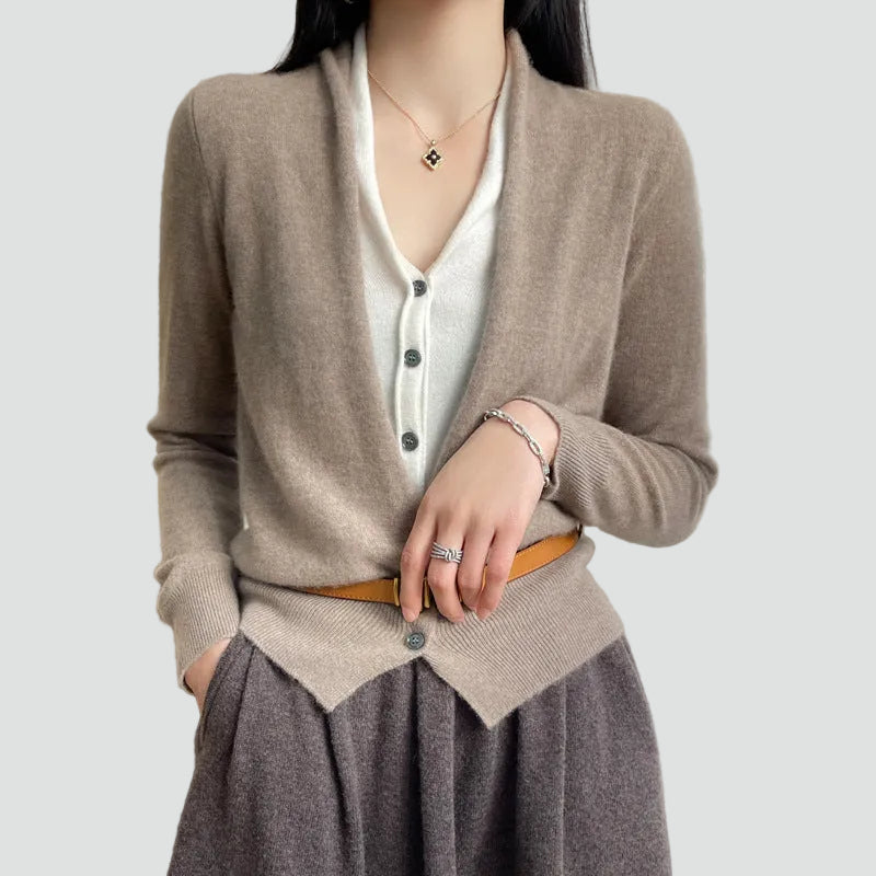 Mirela – Damski Miękki Dzianinowy Sweter Rozpinany z Guzikami Casual