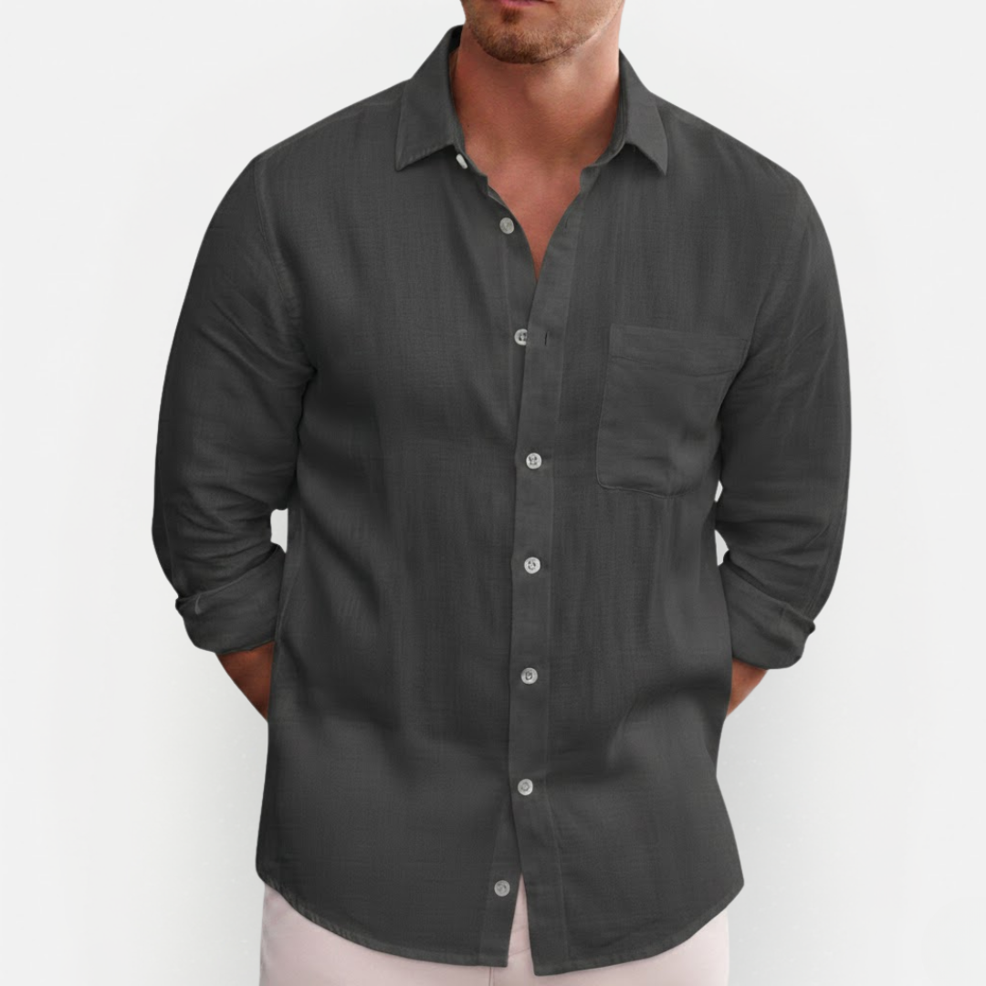 Męska klasyczna koszula z długim rękawem i guzikami