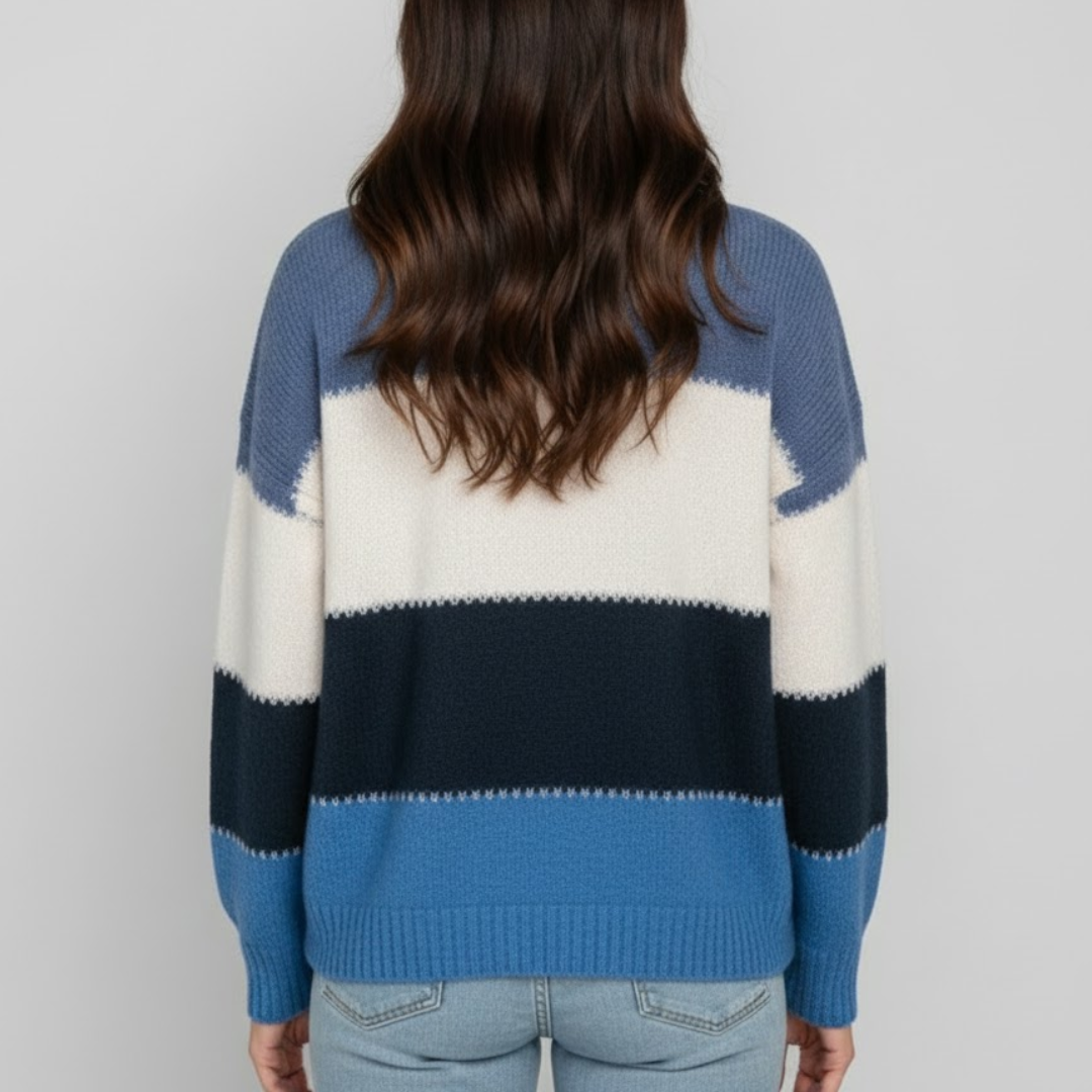 Damski sweter w paski z mieszanki wełny