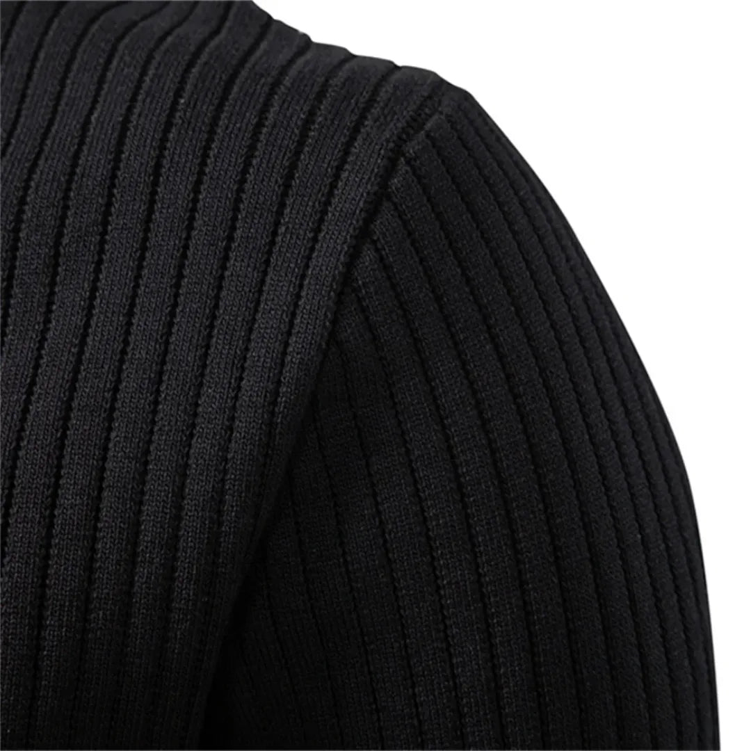 Kuba – Męski Casualowy Sweter z Okrągłym Dekoltem i Zapięciem na Guziki do Codziennego Użytku