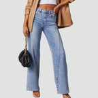 Nora – Damskie Jeansy Casual z Szerokimi Nogawkami i Wysokim Stanem