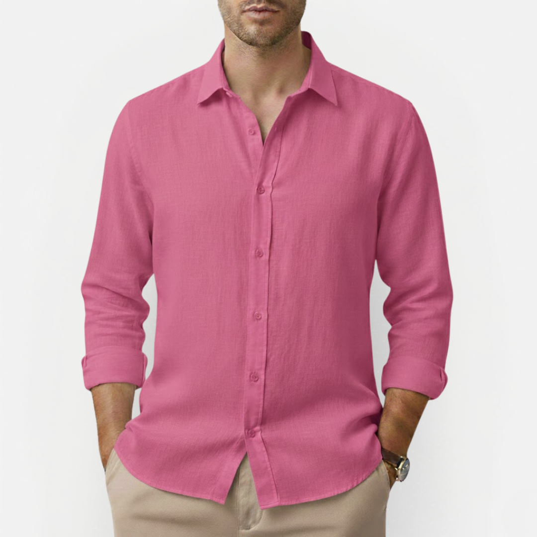 Men's Summer Linen Shirt with Classic Collar