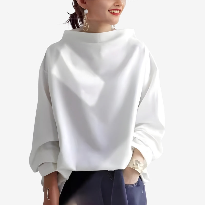 Nina – Damski Sweter Oversized Casual z Długim Rękawem i Golfem
