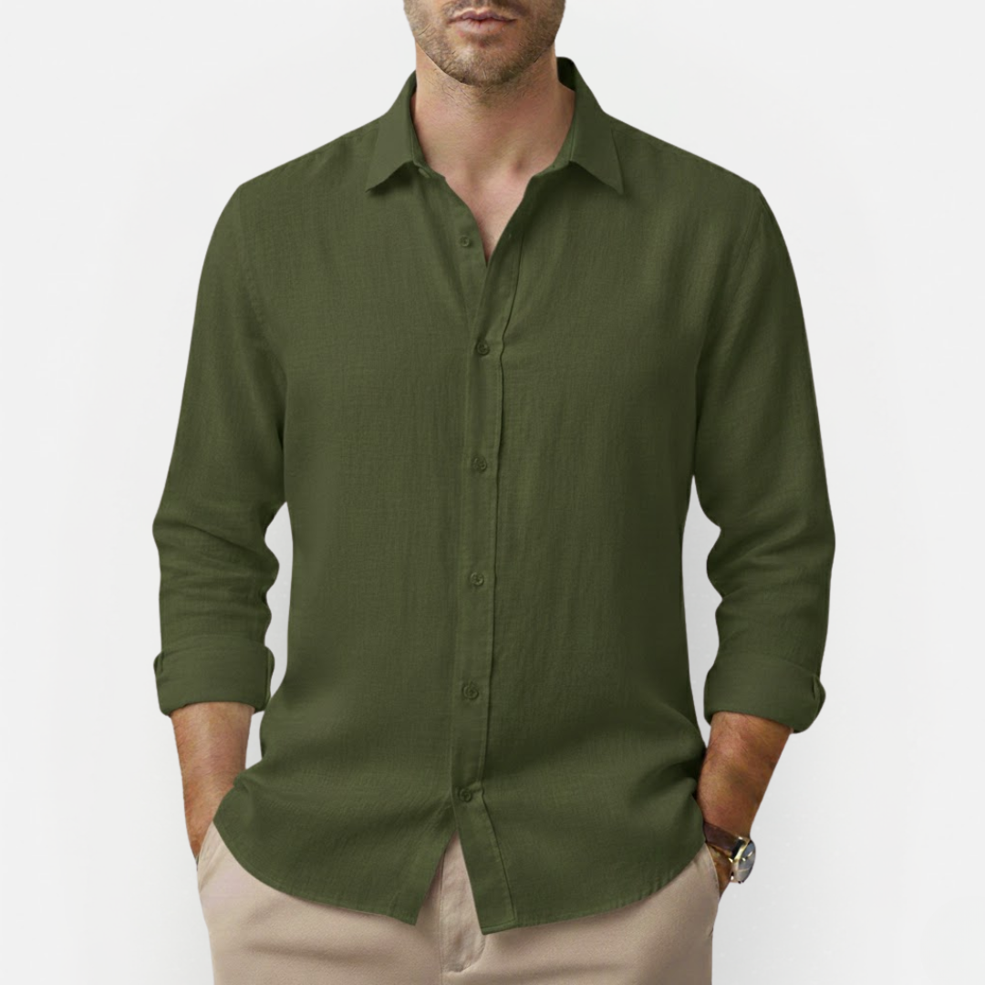 Men's Summer Linen Shirt with Classic Collar