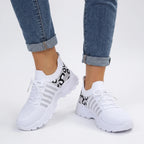 Białe Sneakersy Damskie Na Platformie - Codzienne Spacery 