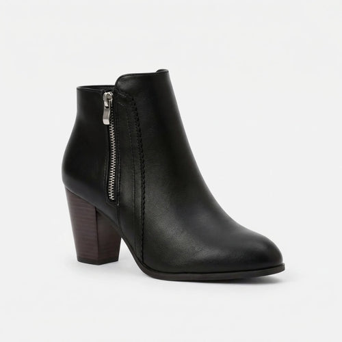 Botki Damskie Na Słupku Z Zamkiem - Stylizacje Do Pracy 