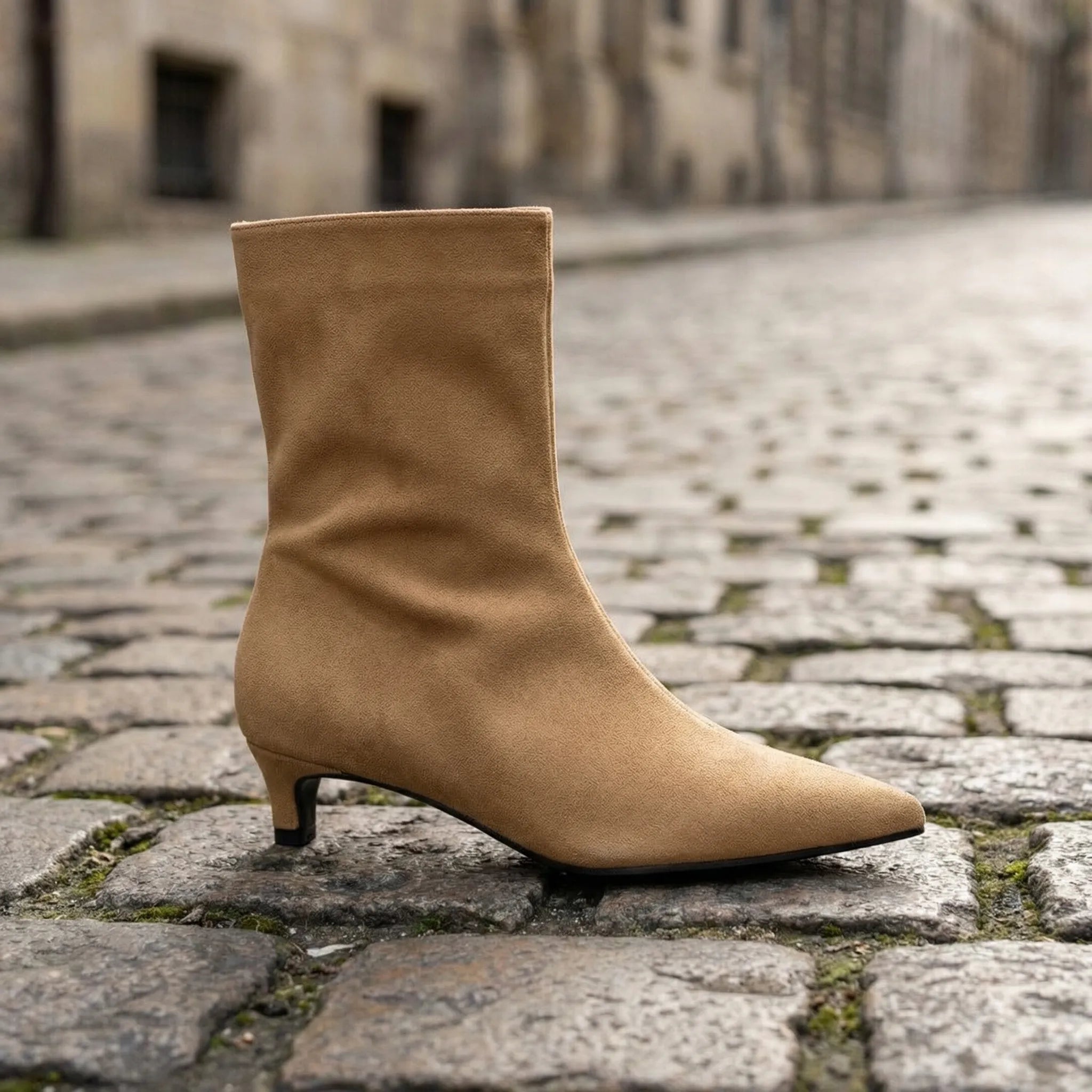 Botki Z Szpiczastym Noskiem Na Niskim Obcasie - Stylizacje Jesienno-Zimowe 