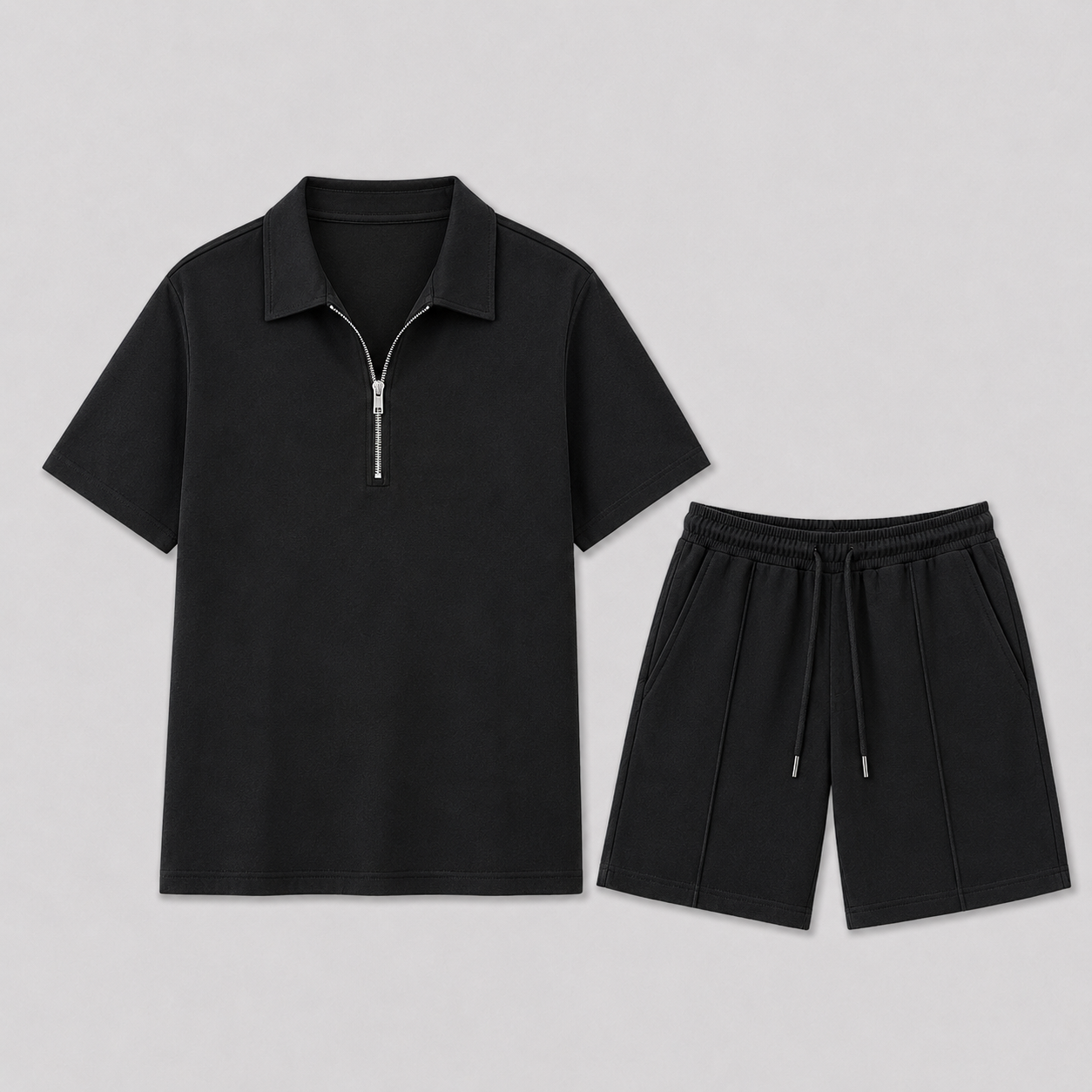 Milo – Męski Letni Zestaw Polo z Zamkiem i Krótkie Spodenki Casual
