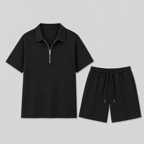 Milo – Męski Letni Zestaw Polo z Zamkiem i Krótkie Spodenki Casual