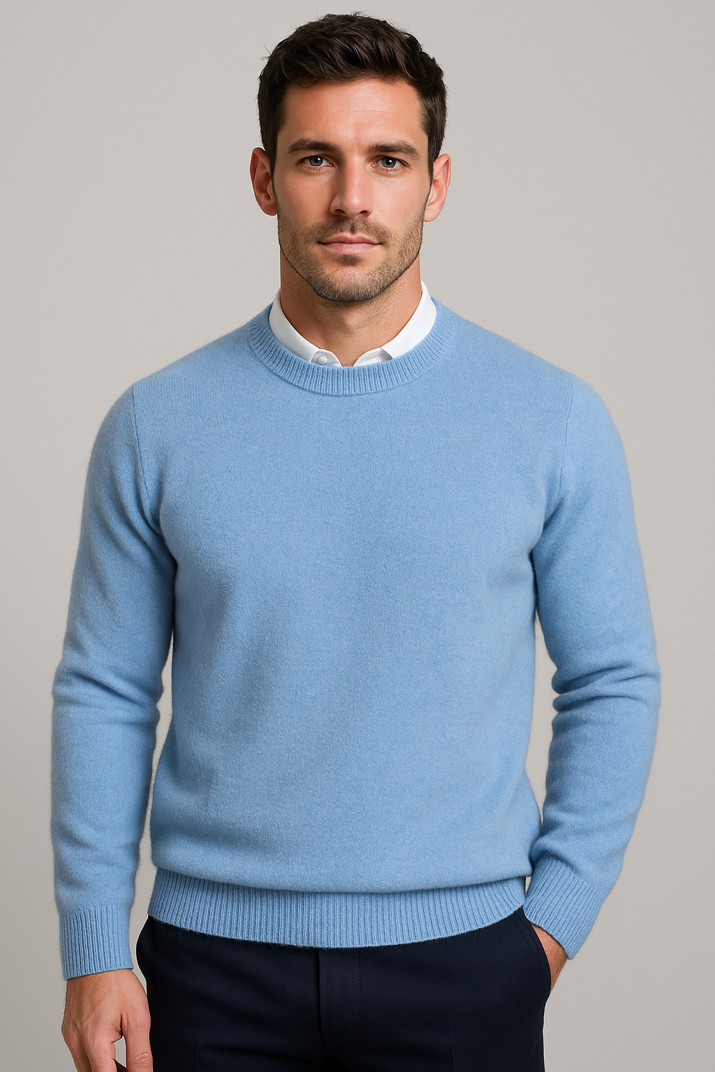 Leonard – Klasyczny Męski Sweter z Okrągłym Dekoltem Casualowy Wygodny