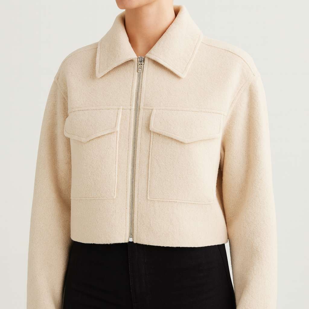 Women's Short Gray Wool Jacket