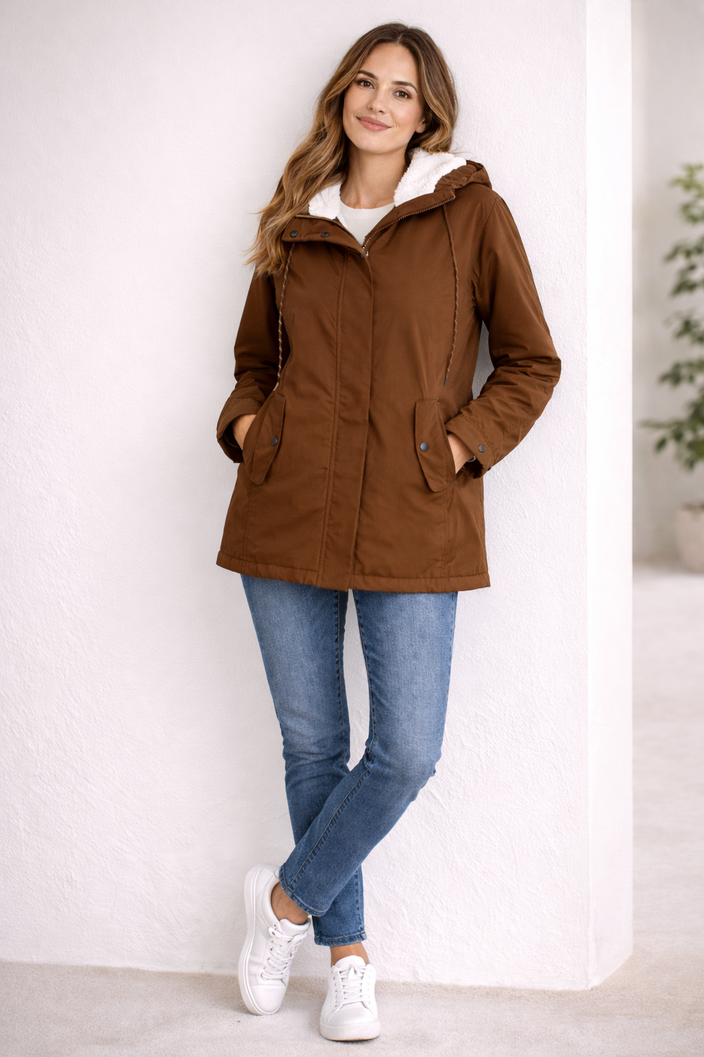 Romina - Men's Long Winter Hooded Jacket with Lining