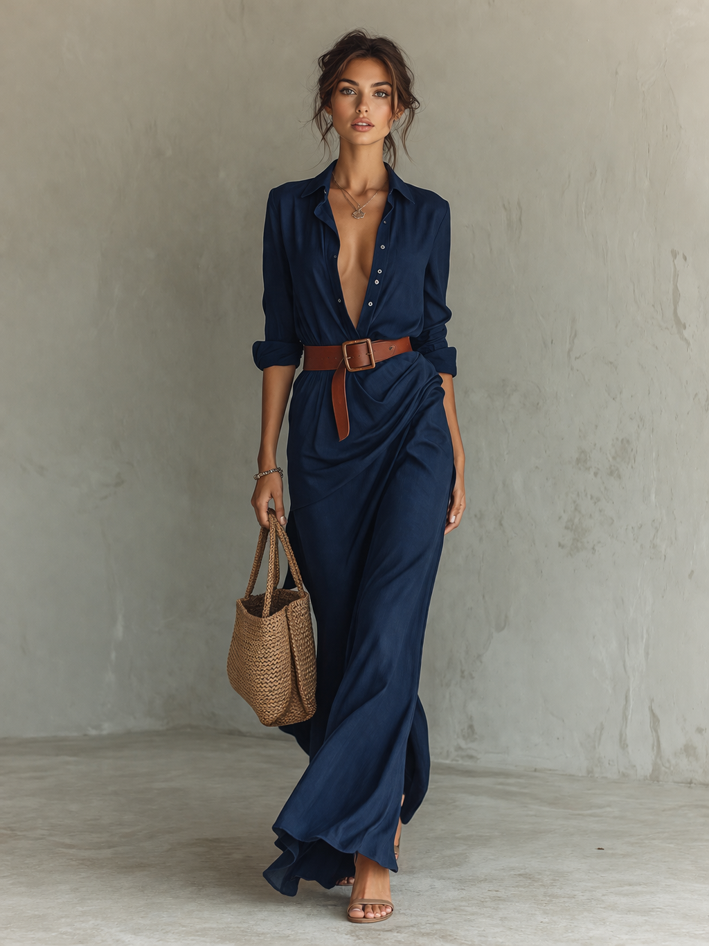 Elantra | Długa Sukienka Damska Luźna w Płynącym Kroju – Elegancka Moda Letnia