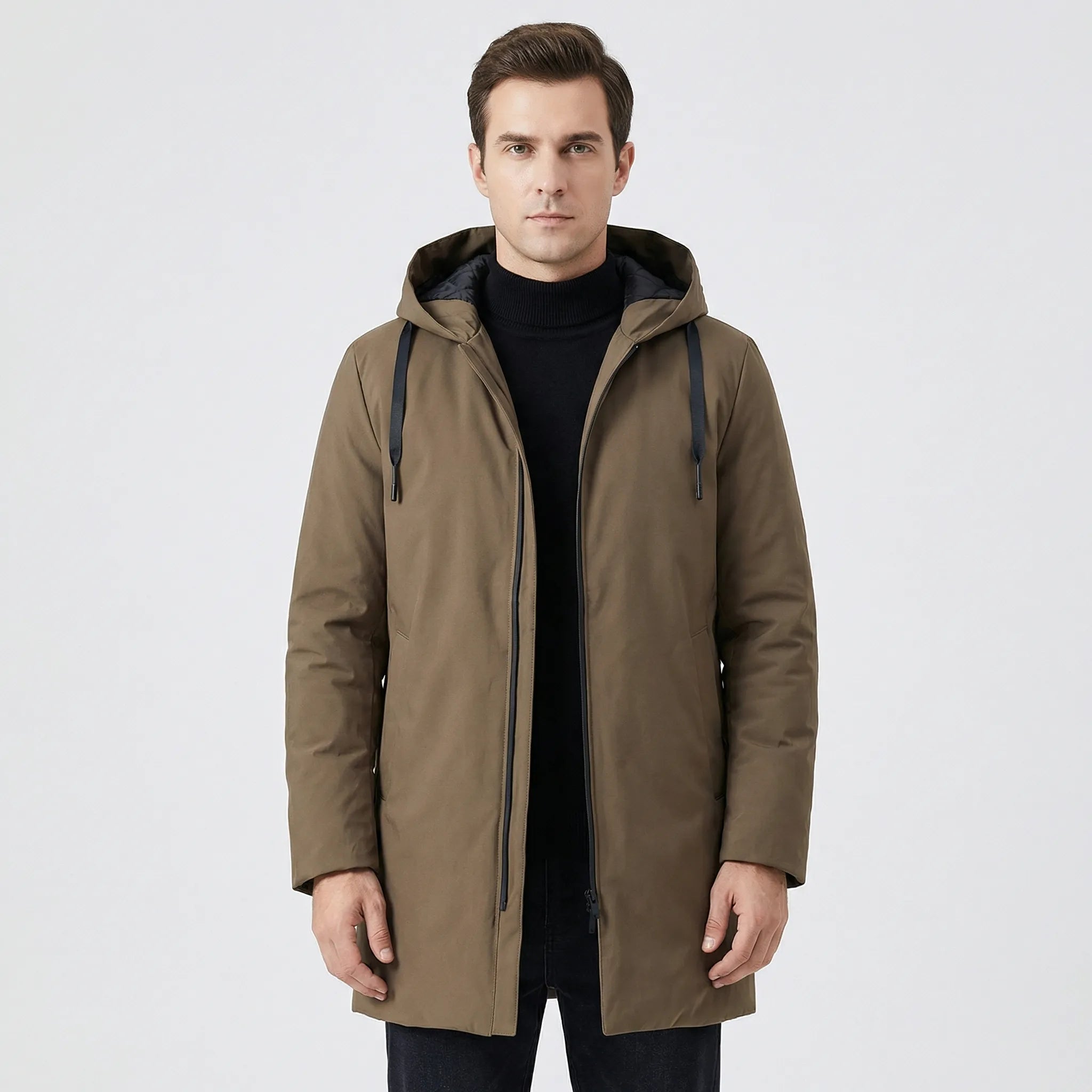 Damski Długa Pikowana Kurtka Z Kapturem - Ochrona Przed Zimnem