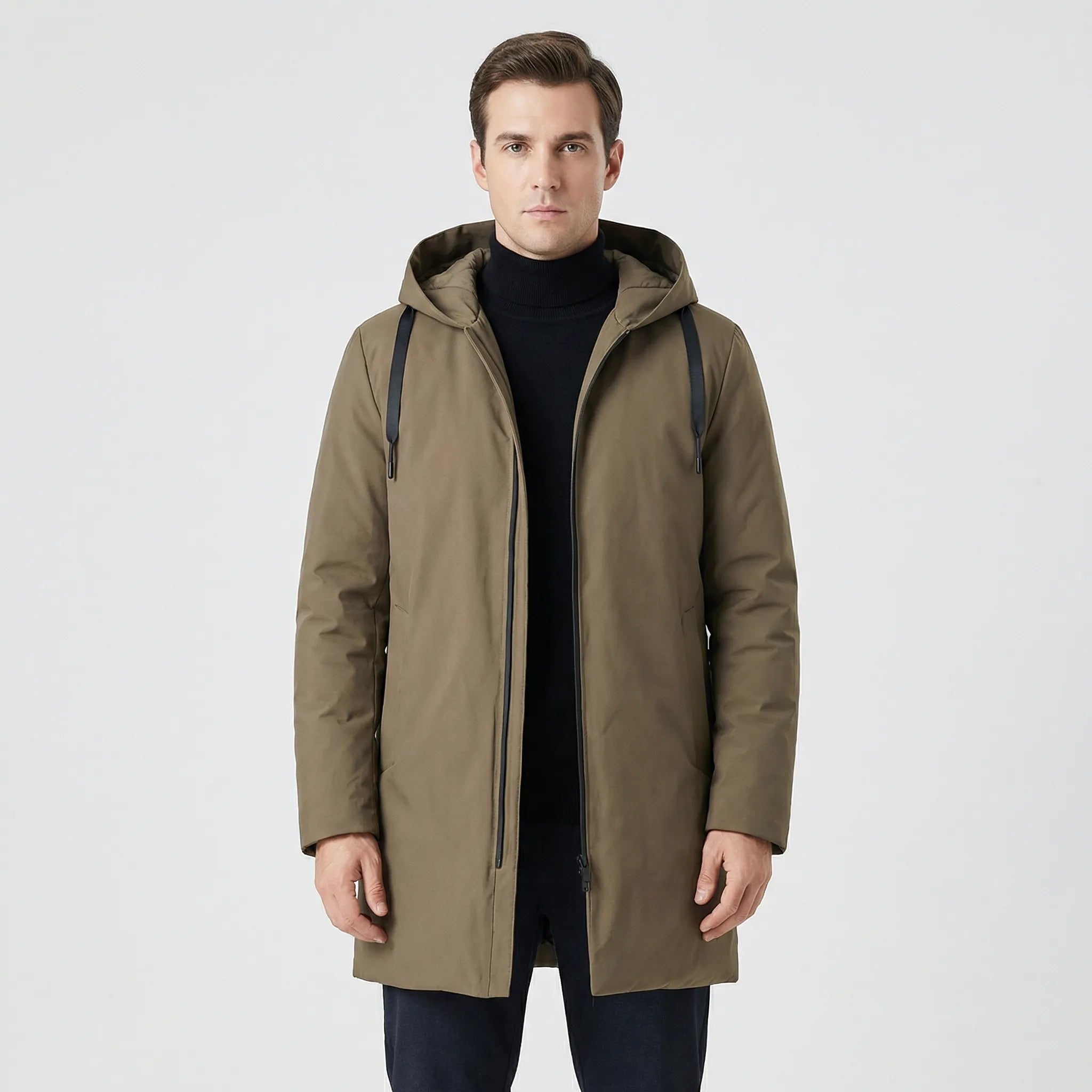 Damski Długa Pikowana Kurtka Z Kapturem - Ochrona Przed Zimnem