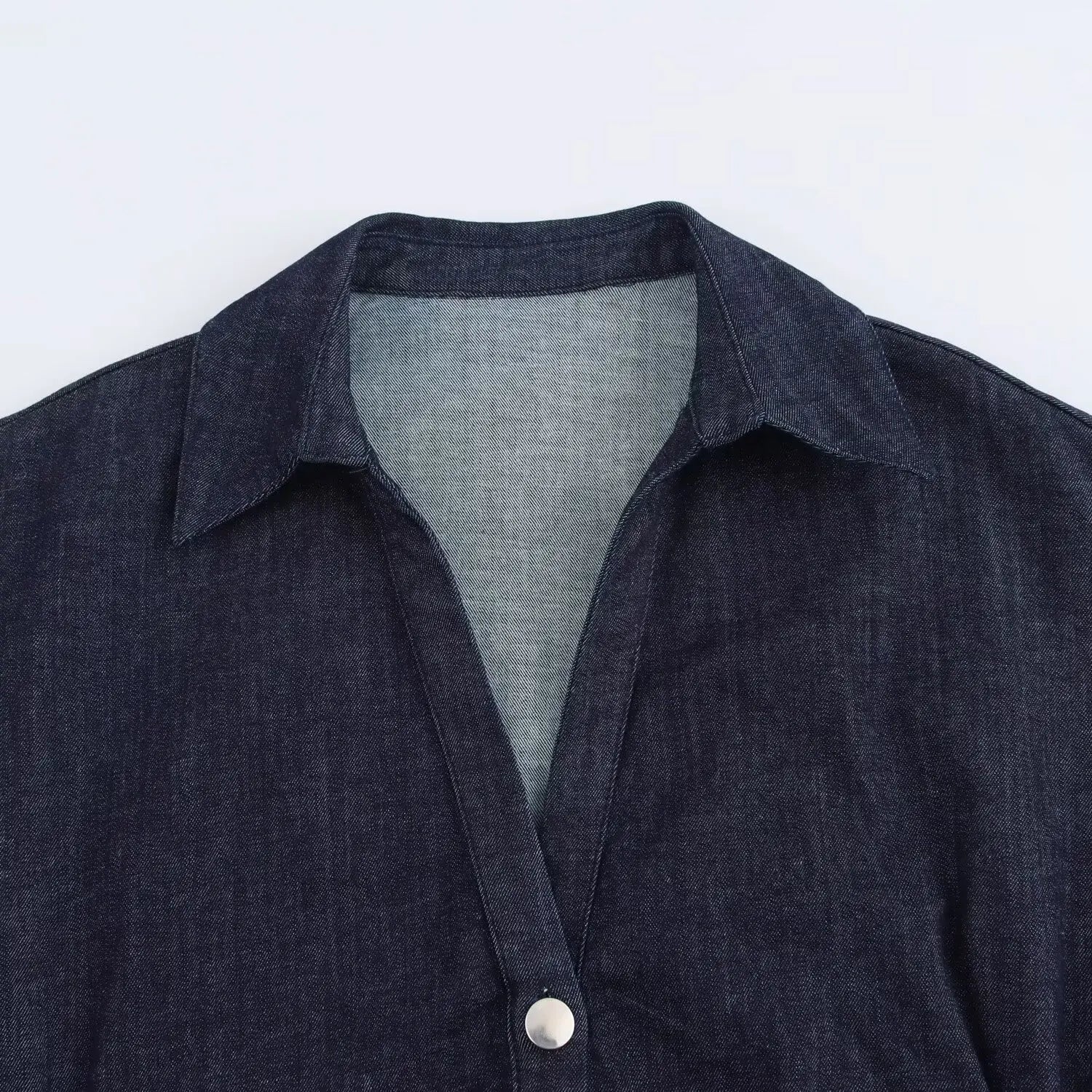 Damski Jeansowa Sukienka Midi Z Klapą - Eleganckie Wyjścia W Mieście