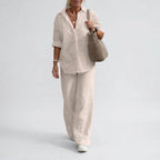 Damski Komplet Koszula I Szerokie Spodnie - Codzienny Elegancki Strój 