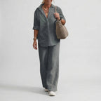 Damski Komplet Koszula I Szerokie Spodnie - Codzienny Elegancki Strój 